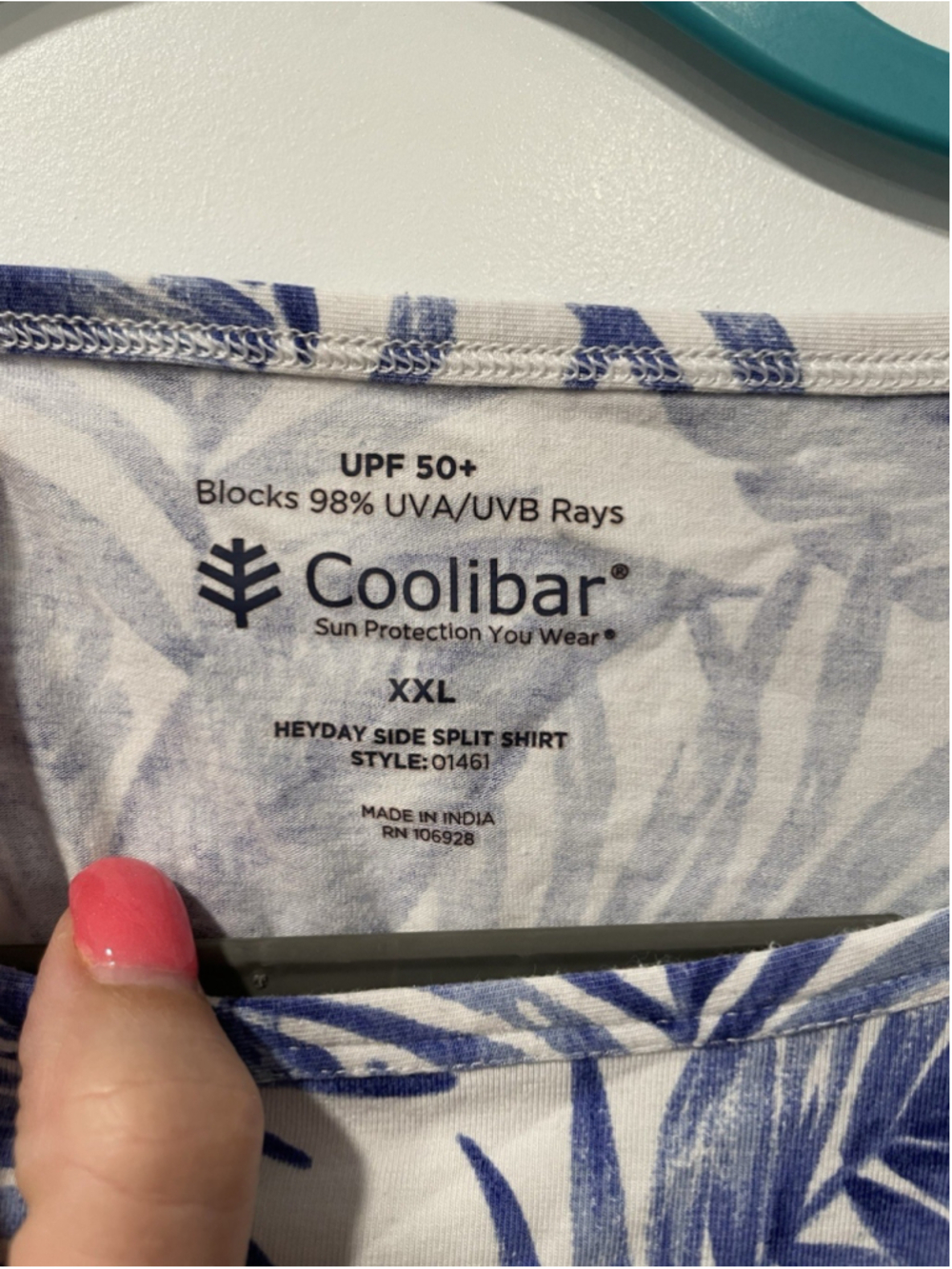 Coolibar Heyday Side Split Sun shirt Navy white XXL Long Sleeve SPF 50 + - Picture 4 of 7